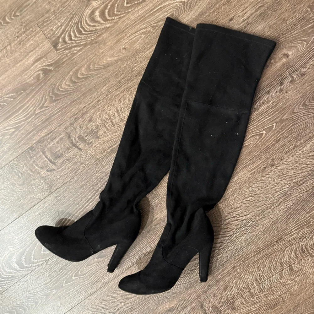 Steve Madden Gorgeous Suede Black Knee High Women's Boots - Picture 5 of 6
